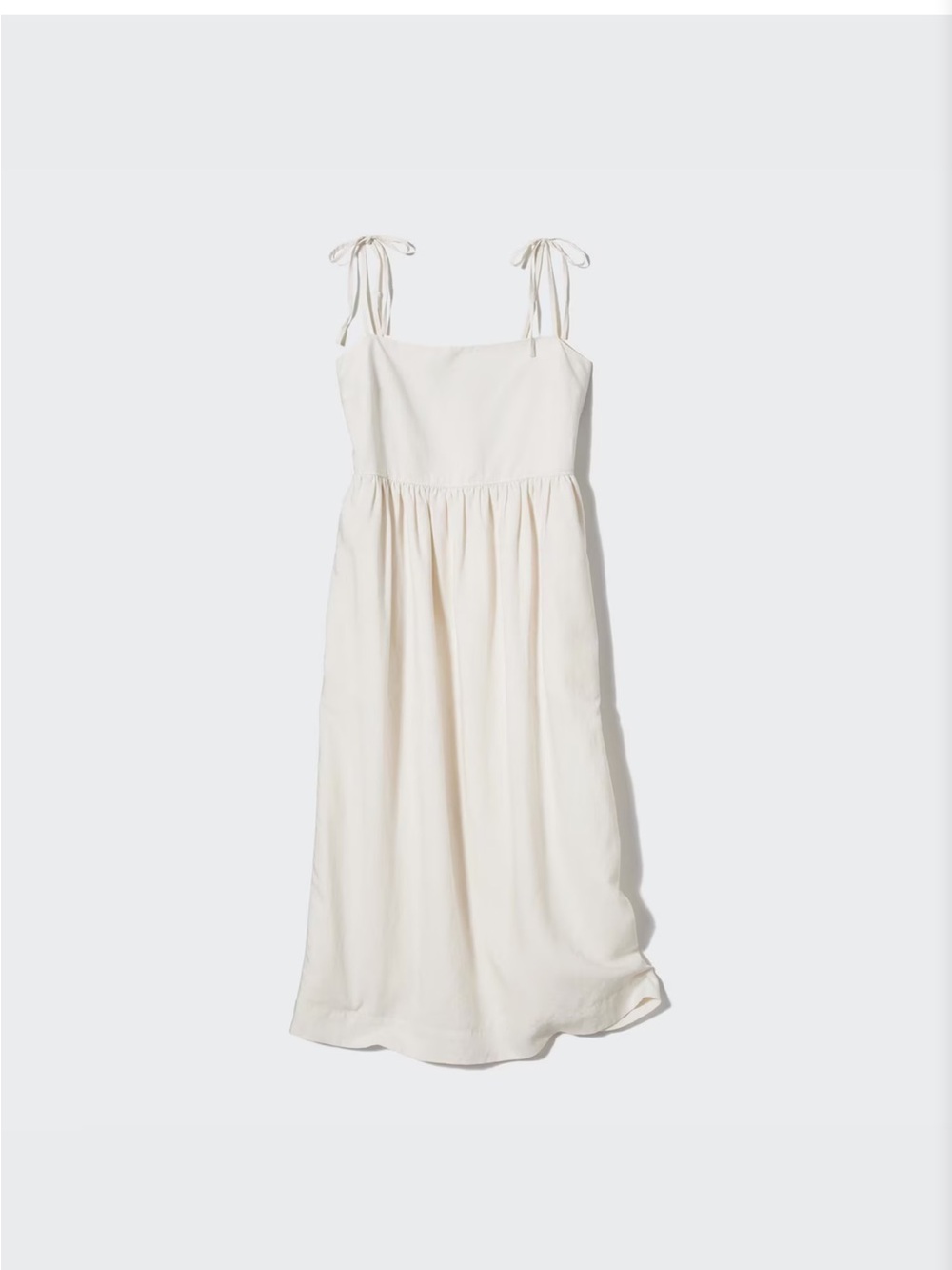 Uniqlo Cream Tie-Shoulder Sundress